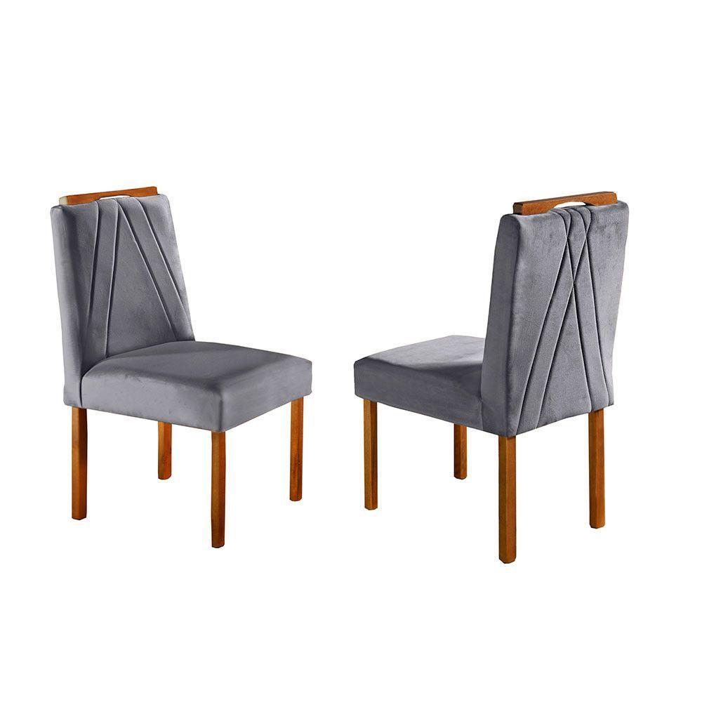 Conjunto Sala de Jantar 4 Lugares Mel/OffWhite/Cinza Profundo - 5