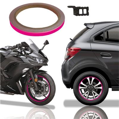 Friso De Roda Adesivo Não Refletivo Carro Aro Moto Honda Yamaha Suzuki Pink Pink