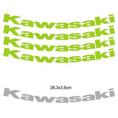 Kit 4 Adesivos Roda Interna Moto Kawasaki Verde Verde