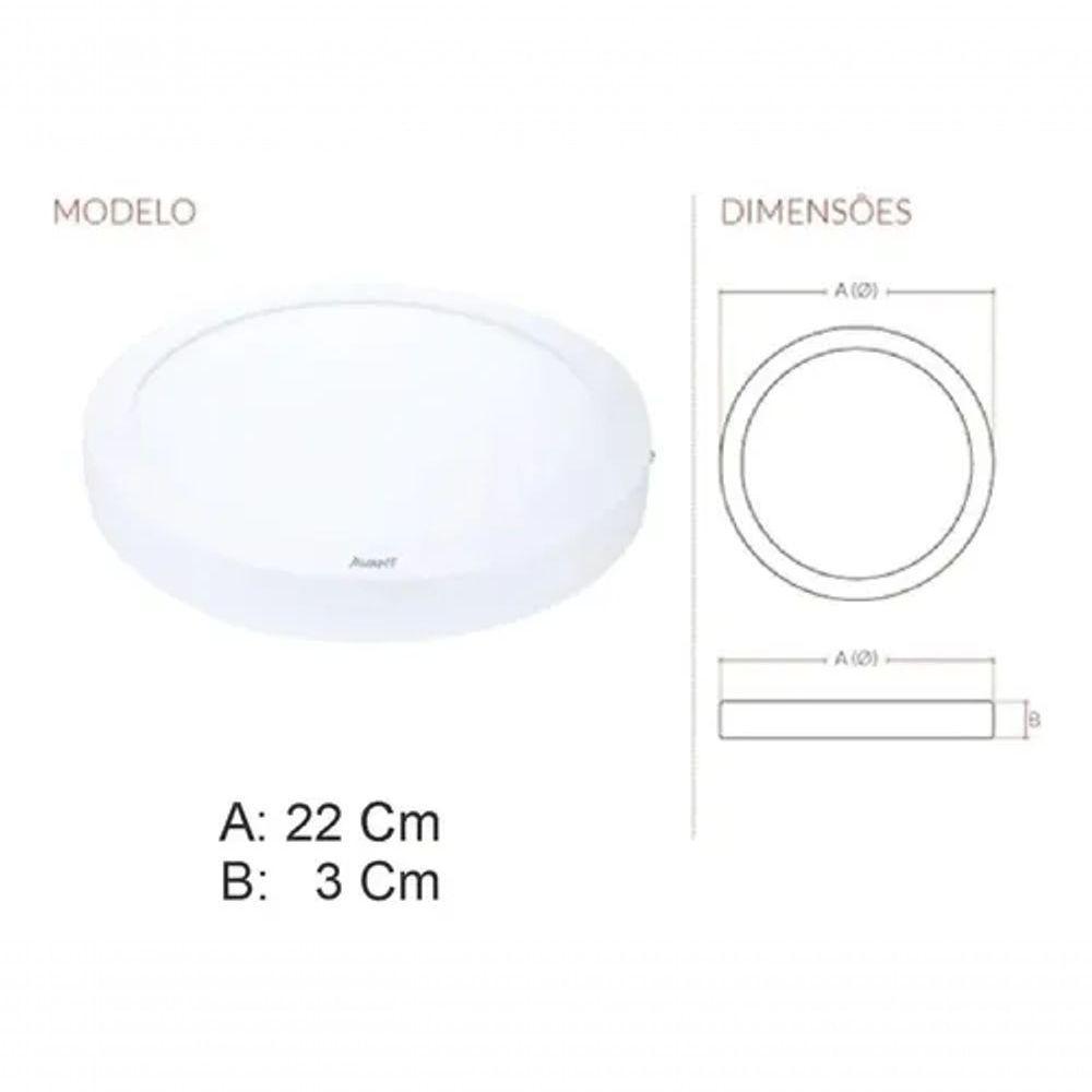 Painel De Led Sobrepor 18w Redondo Branco Frio Bivolt - 2