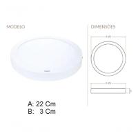 Painel De Led Sobrepor 18w Redondo Branco Frio Bivolt - 2