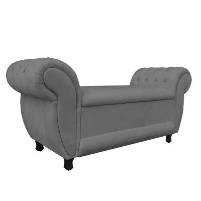 Recamier com Baú Grécia 195cm Suede Grafite