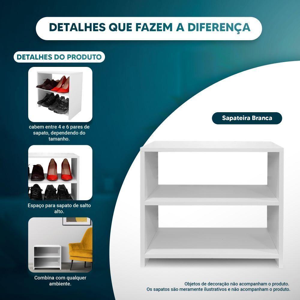 Sapateira Simples Branca Para Quarto Sala - 4