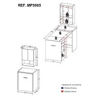 Armário Lavanderia 2 Portas c/Mesa Dobrável Ibiza Preto