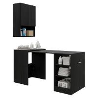 Armário Lavanderia 2 Portas c/Mesa Dobrável Ibiza Preto - 8