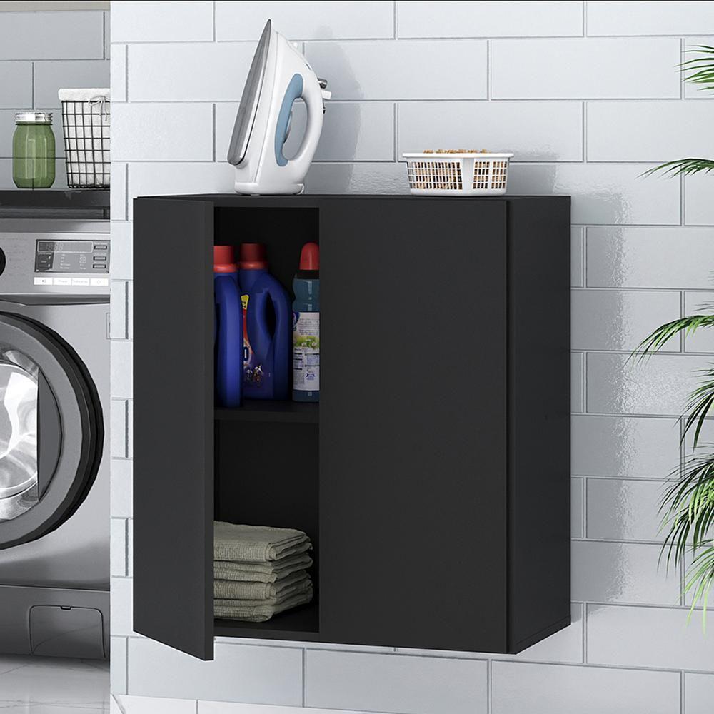 Armário Lavanderia Com 2 Portas Multimóveis Preto - 3