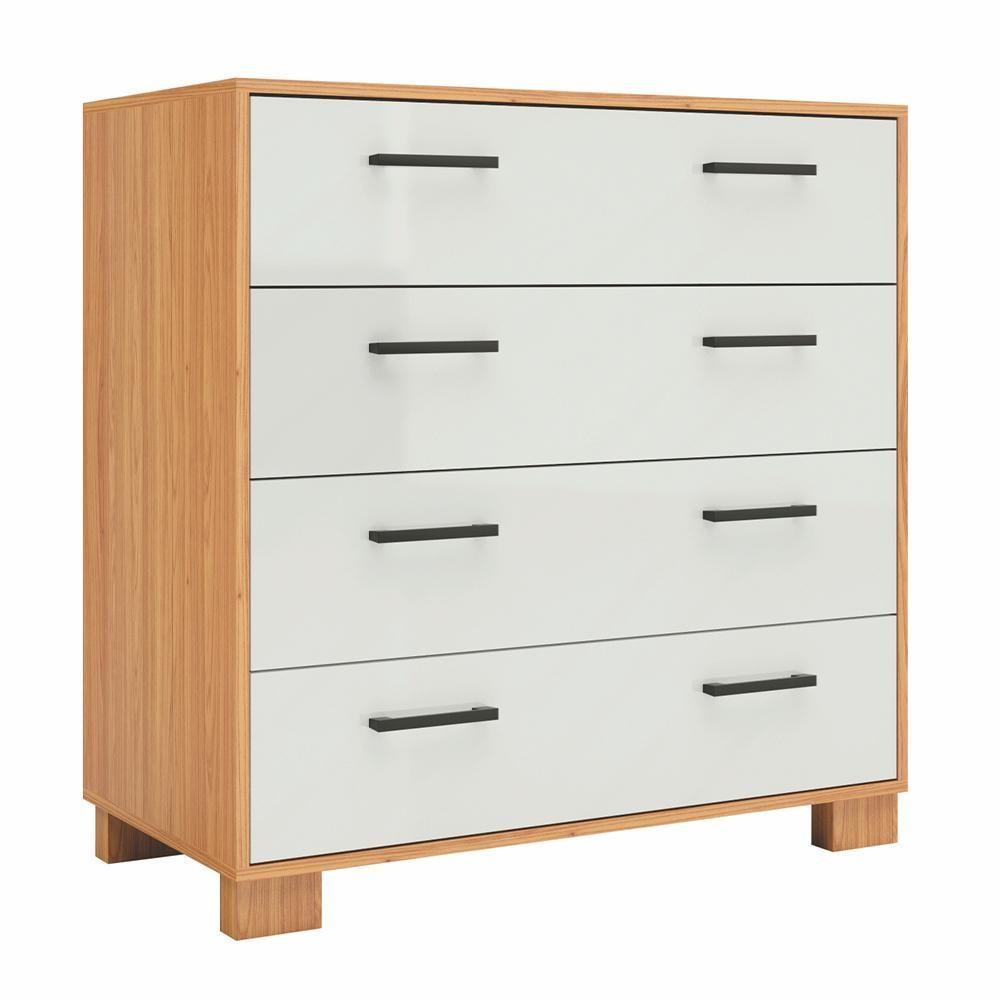 Cômoda Com 04 Gavetas Essence D03 Freijó Off White Brilho - 1