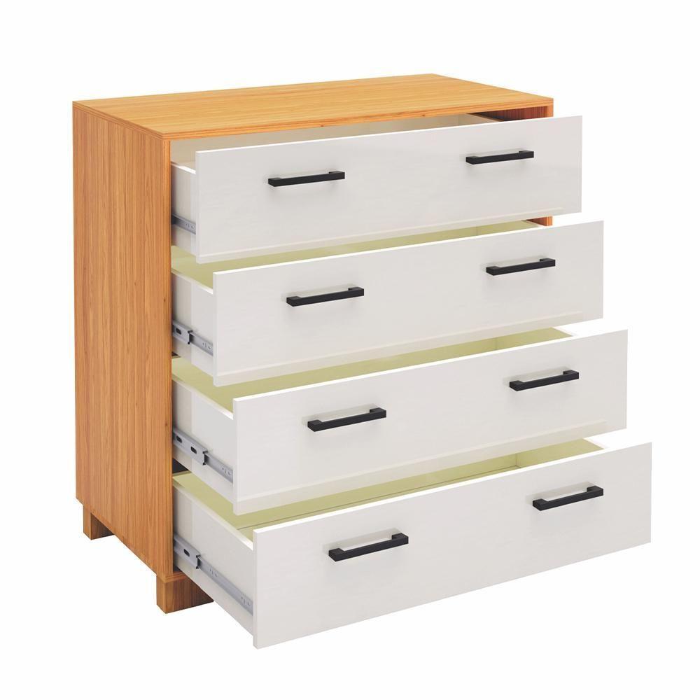 Cômoda Com 04 Gavetas Essence D03 Freijó Off White Brilho - 3