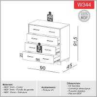 Cômoda Com 04 Gavetas Essence D03 Freijó Off White Brilho