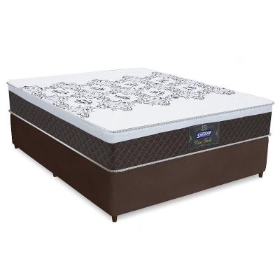 Cama Box Casal Molas Ensacadas Marrom 138X188X66Cm