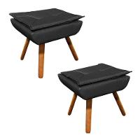 Kit 02 Puffs Opala Corino Pés Palito Castanho - D'Rossi - 2