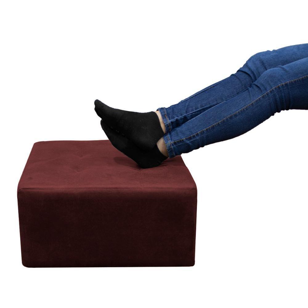Puff Para Sala Com Pés Com Alumínio Veludo Vinho Marinho - 3
