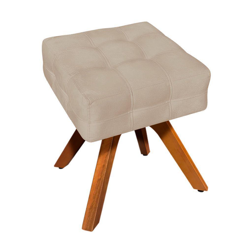 Puff Giratório Elisa Suede Base Madeira Mm30 D´rossi Bege - 4