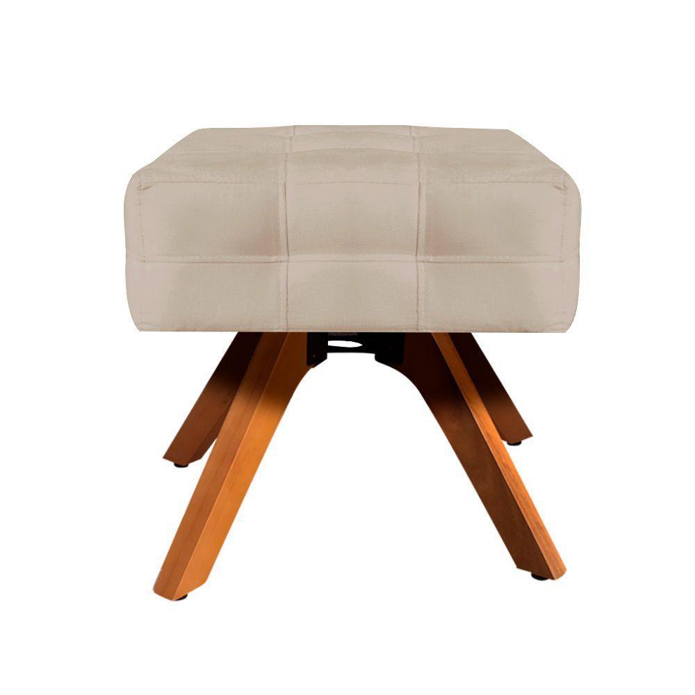 Puff Giratório Elisa Suede Base Madeira Mm30 D´rossi Bege - 10