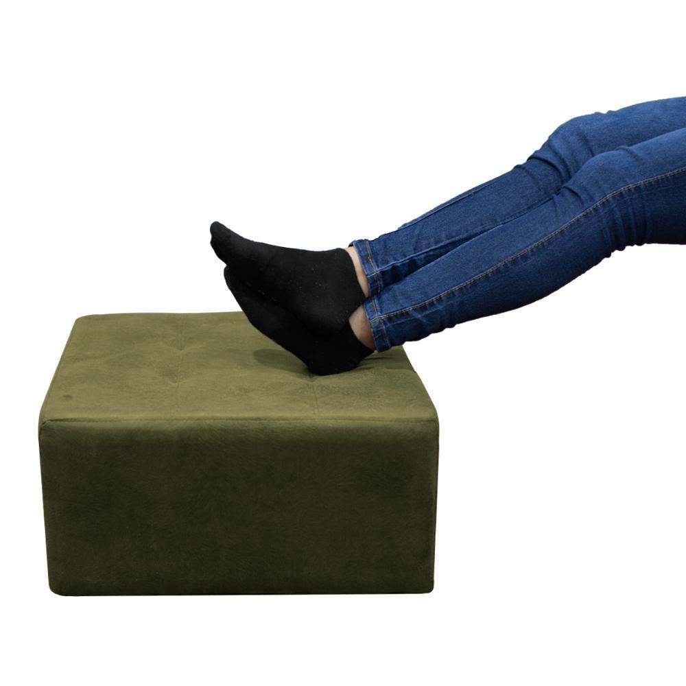 Puff Para Sala Com Pés Com Alumínio Nero Veludo Chumbo - 3