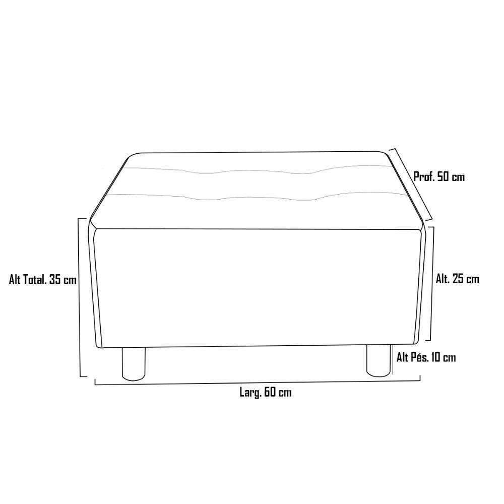 Puff Para Sala Com Pés Com Alumínio Nero Veludo Chumbo - 6