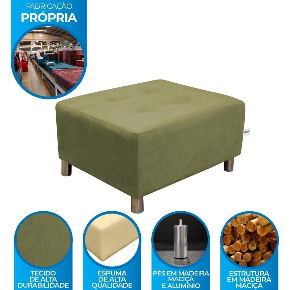 Puff Para Sala Com Pés Com Alumínio Nero Veludo Chumbo - 7