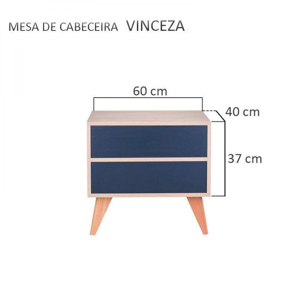 Sapateira Retrô Com Portas Vicenza Carvalho e Azul Marinho - 2