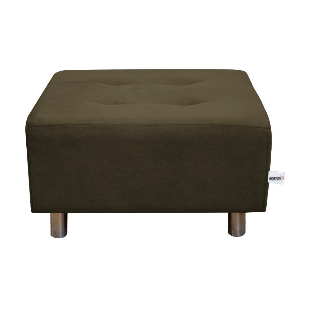 Puff Para Sala Com Pés Com Alumínio Veludo Marrom Escuro - 8
