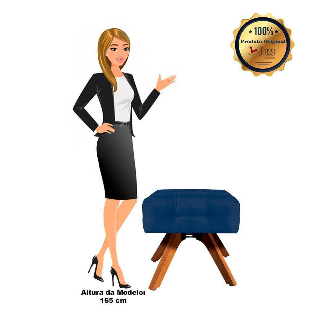 Puff Giratório Elisa Suede Base Madeira D´rossi Azul Marinho - 3