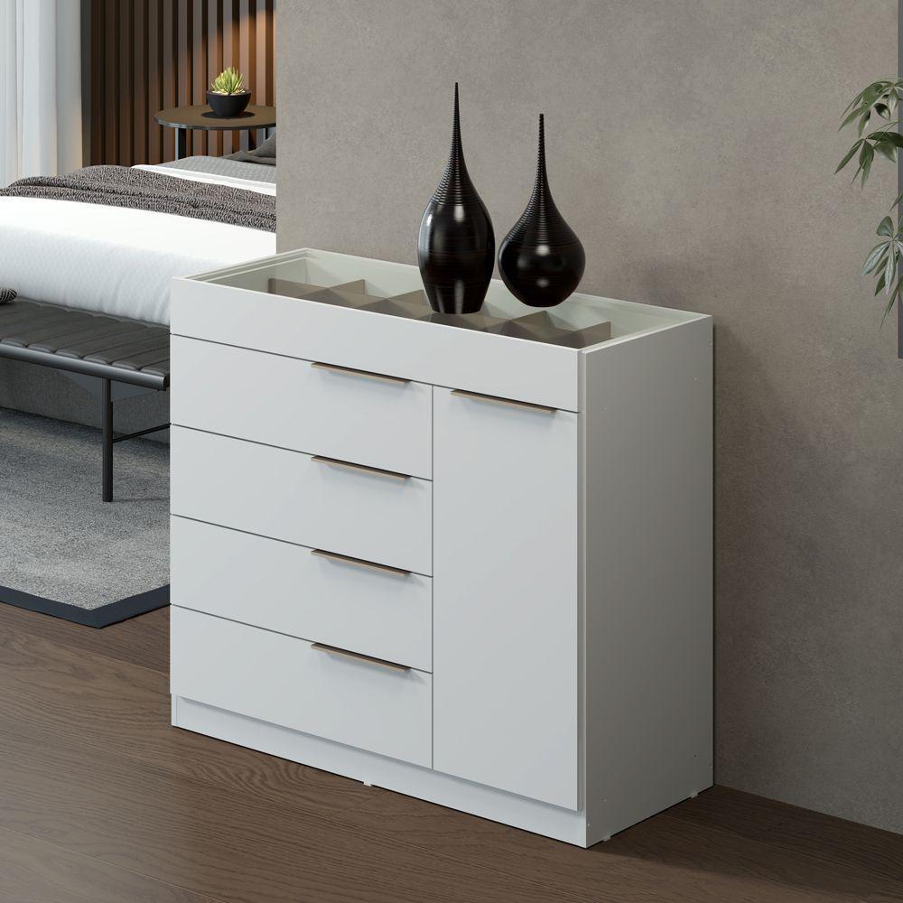 Cômoda Lume Com Porta Jóia 5 Gavetas Demartêz Branco - 3