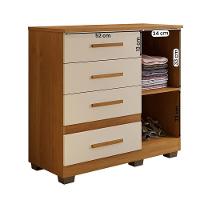 Comoda New Florença Quarto Com 4 Gavetas E 1 Porta Cinamomo/off White Cinamomo/off White - 2