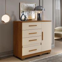 Comoda New Florença Quarto Com 4 Gavetas E 1 Porta Cinamomo/off White Cinamomo/off White - 3