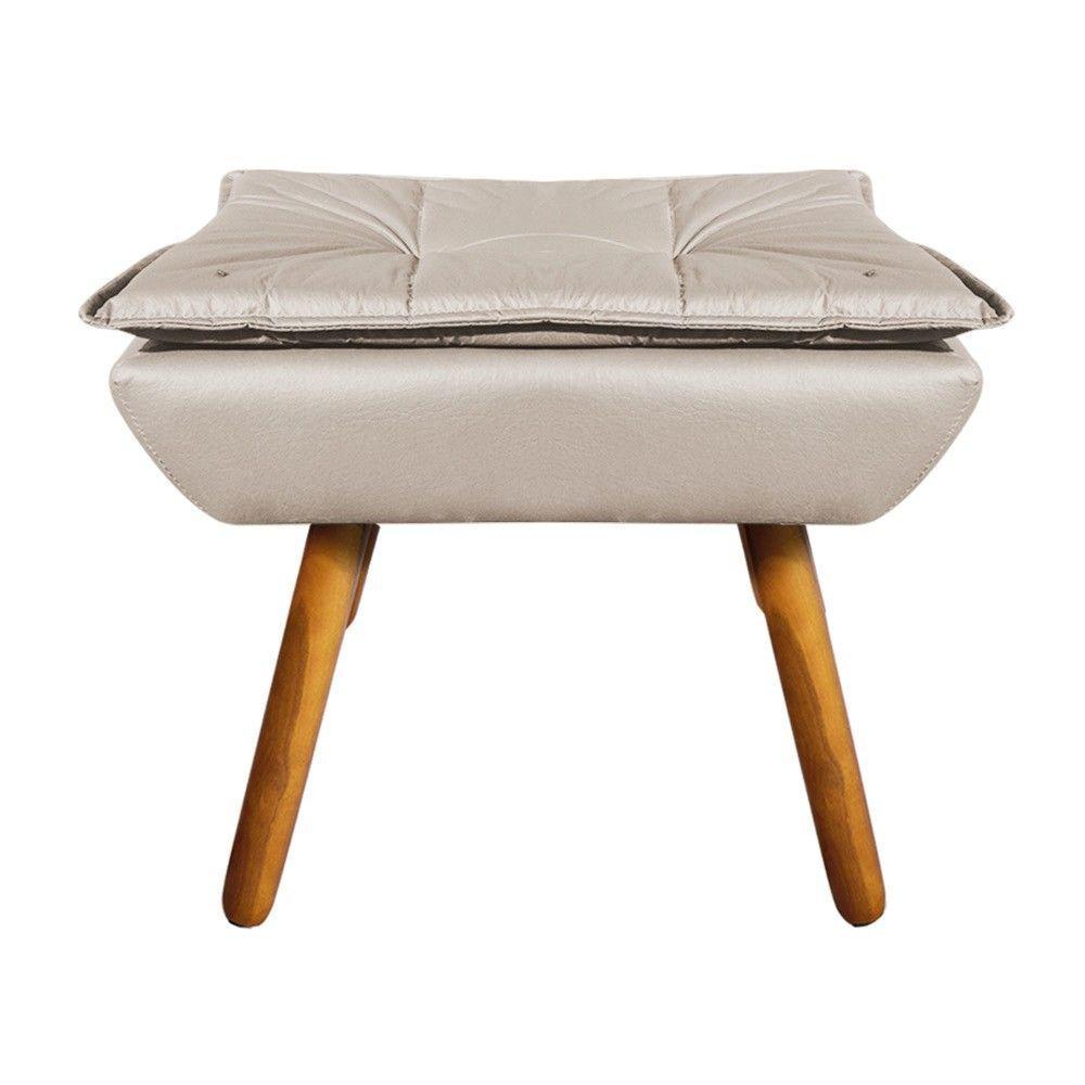 Puff Decorativo Opala Corino Pés Palito D´rossi Bege - 4