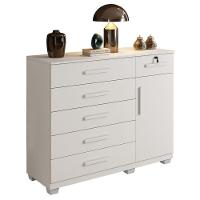Comoda Milão Quarto Com 6 Gavetas E 1 Porta Branco Branco - 1