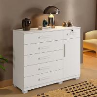 Comoda Milão Quarto Com 6 Gavetas E 1 Porta Branco Branco - 2