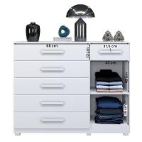Comoda Milão Quarto Com 6 Gavetas E 1 Porta Branco Branco - 3