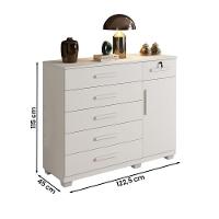 Comoda Milão Quarto Com 6 Gavetas E 1 Porta Branco Branco - 4
