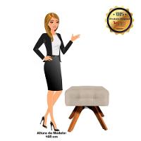 Kit 02 Puffs Giratório Elisa Suede Base Madeira Mm30 Bege - 6