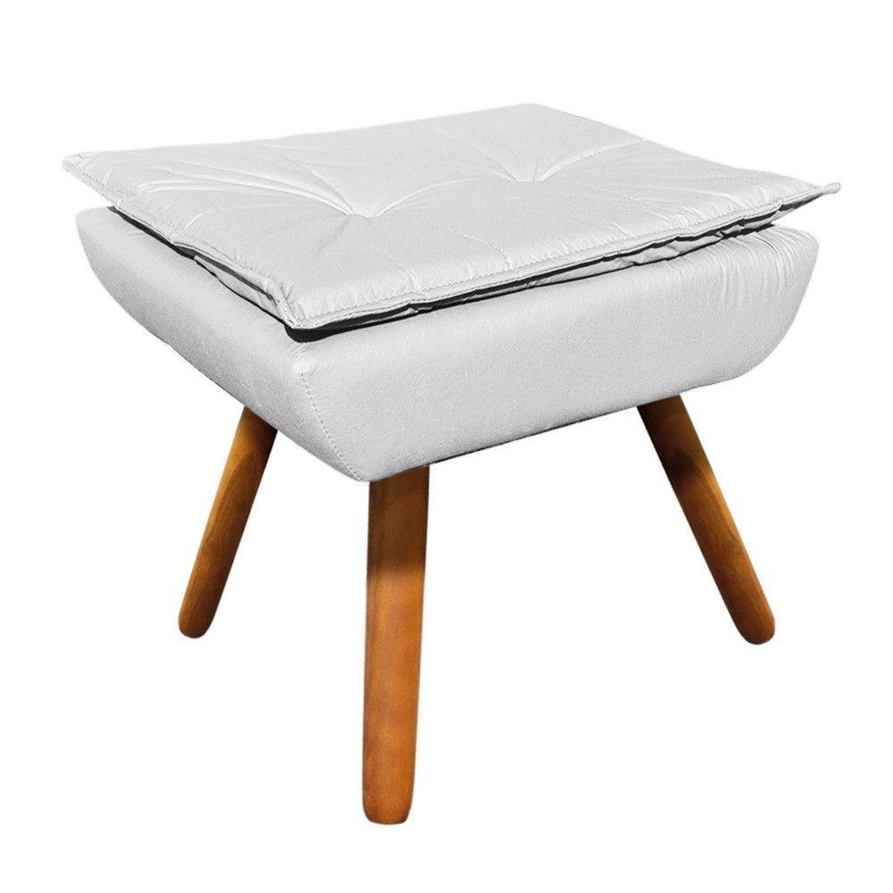 Puff Decorativo Opala Corino Pés Palito Castanho Branco - 2