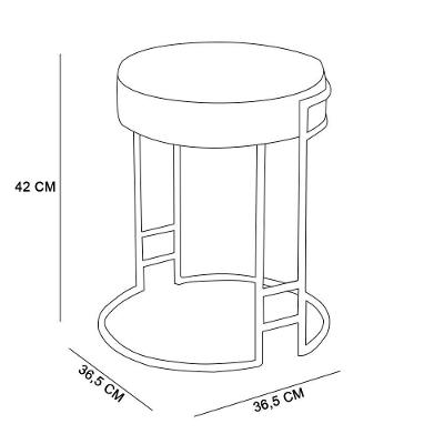 Puff Dara Linho Base Industrial Preto Grafite