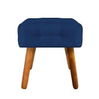 Puff Elisa Suede Azul Marinho Pés Palito Castanho - 3