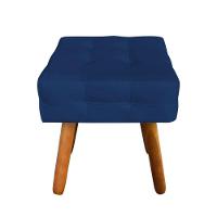 Puff Elisa Suede Azul Marinho Pés Palito Castanho - 5