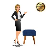 Puff Elisa Suede Azul Marinho Pés Palito Castanho - 6