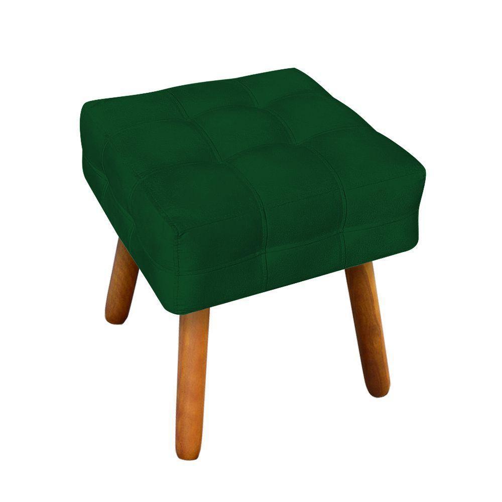 Puff Elisa Suede Verde Pés Palito Castanho - 1