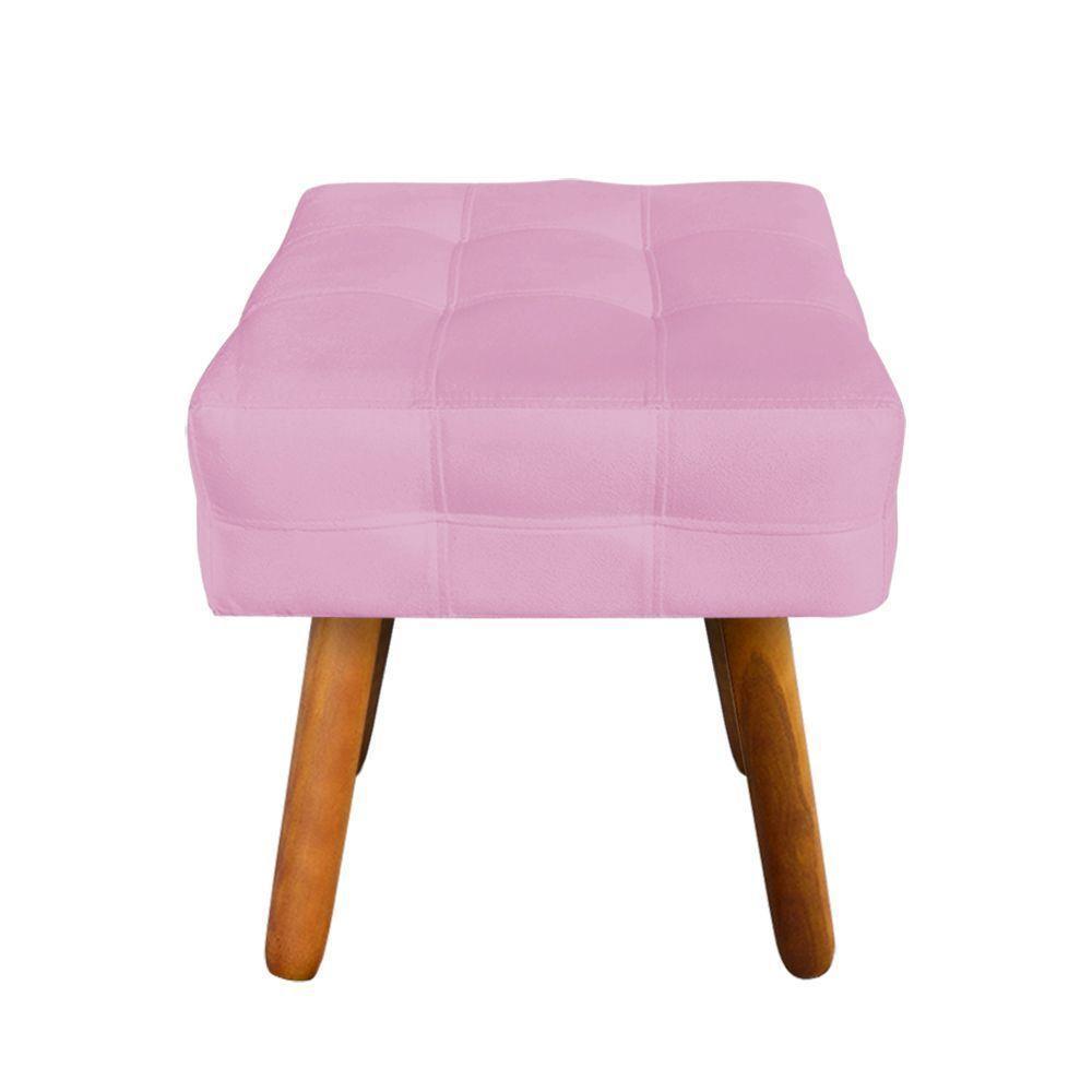 Puff Elisa Suede Rosa Bebê Pés Palito Castanho - 3
