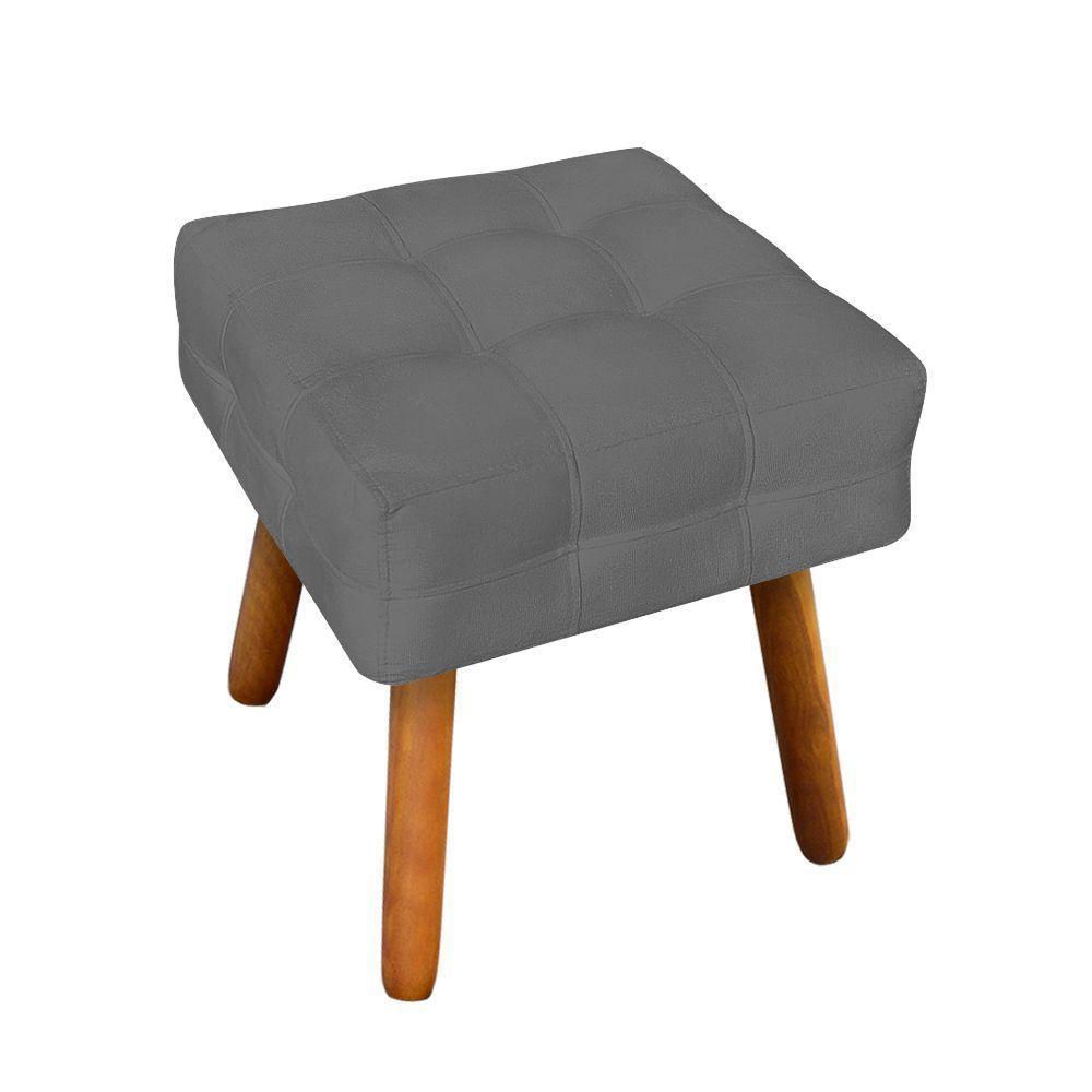 Puff Elisa Suede Grafite Pés Palito Castanho - 1