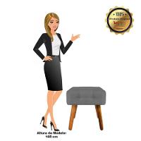 Puff Elisa Suede Grafite Pés Palito Castanho - 6