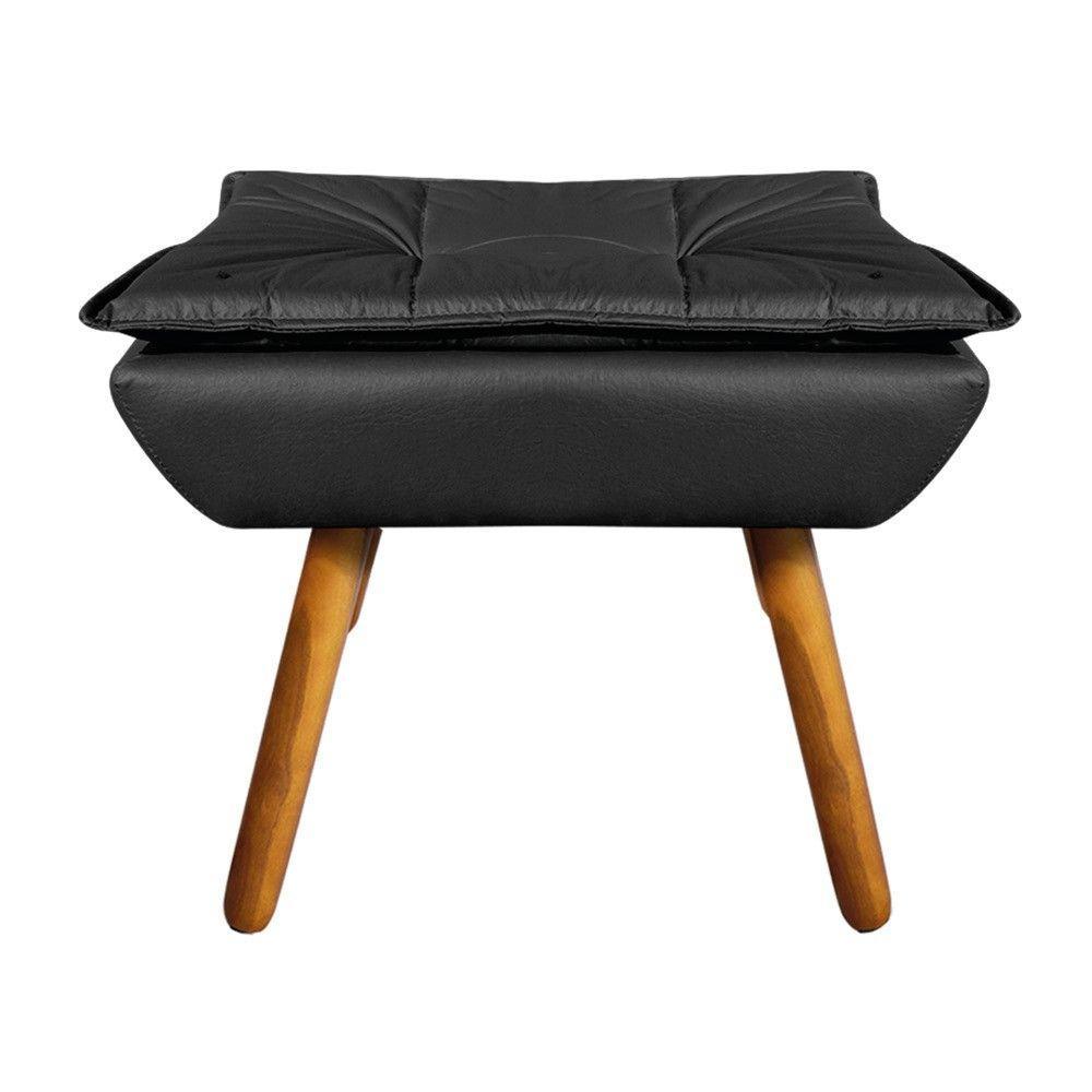 Puff Decorativo Opala Corino Pés Palito Castanho Preto - 3