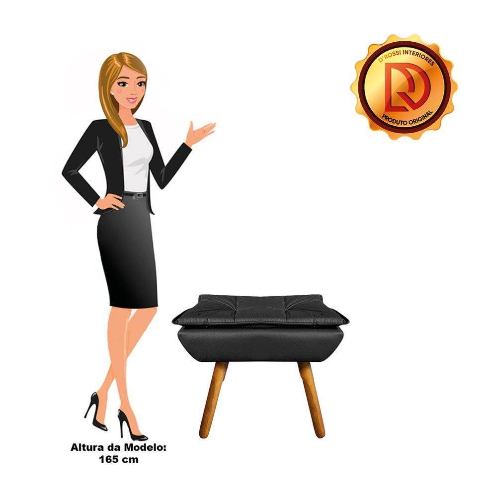 Puff Decorativo Opala Corino Pés Palito Castanho Preto - 4