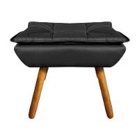 Puff Decorativo Opala Corino Pés Palito Castanho Preto - 3