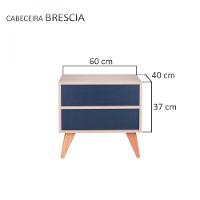 Mesa de Cabeceira com Portas Bréscia Carvalho e Azul Marinho - 2