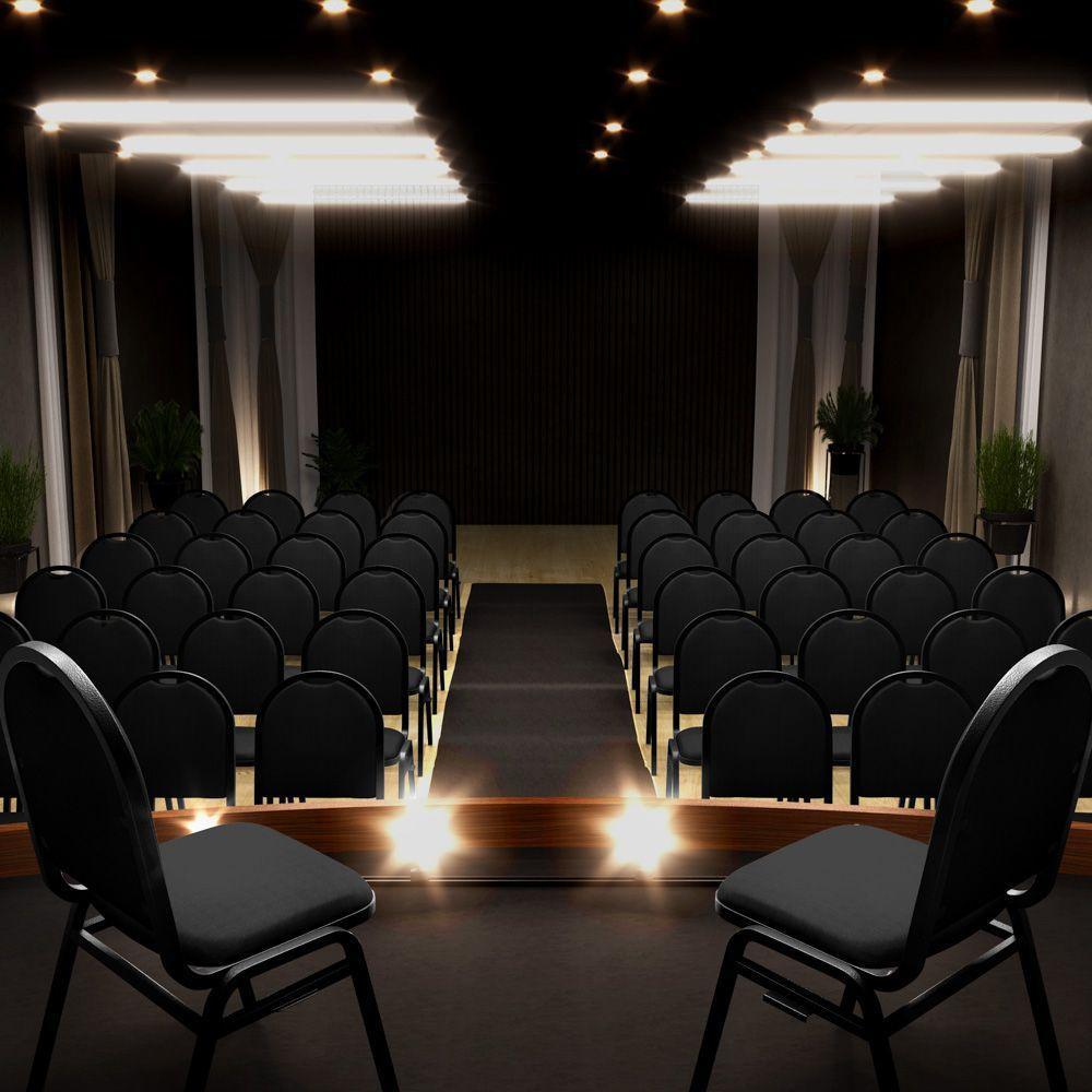 Kit 10 Cadeiras Hoteleiras Auditório Empilhável Preto - 10