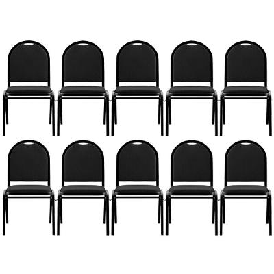 Kit 10 Cadeiras Hoteleiras Auditório Empilhável Preto