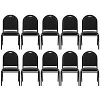 Kit 10 Cadeiras Hoteleiras Auditório Empilhável Preto - 1