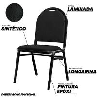 Kit 10 Cadeiras Hoteleiras Auditório Empilhável Preto - 9